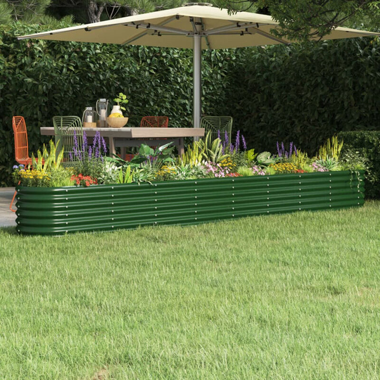 Asupermall - Garden Planter Powder-coated Steel 332x40x36 cm Green