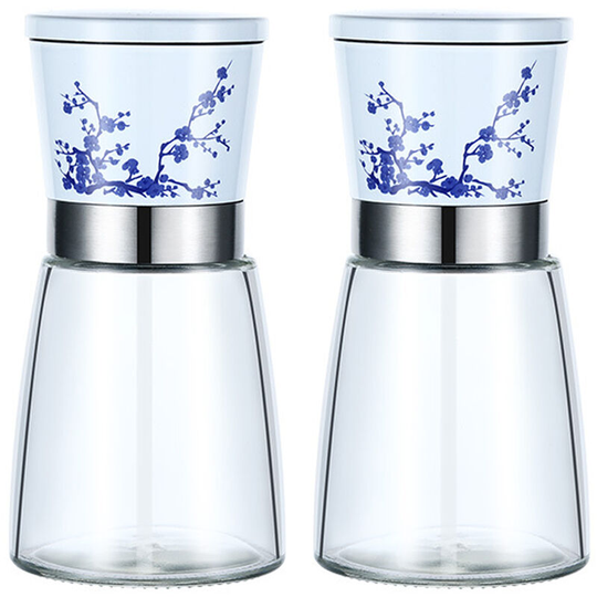 Fvbjd - Pepper Salt Grinder Mill - Adjustable Coarseness Ceramic Spice Grinder Shaker - for Home Kitchen Gifts Two sets of blue and white porcelain