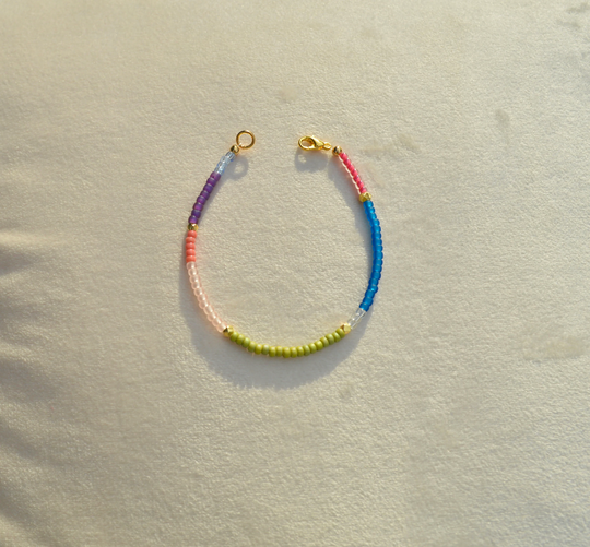 Tiny Seed Bead Bracelet, Funky Miyuki Women Jewelry, Colorful Bracelet Tropical Bright Accessories, Boho Rainbow Neon Trending
