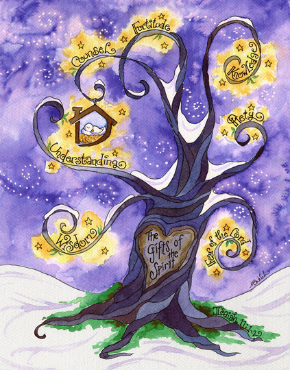Gifts Of The Spirit Tree Scripture Art Based On Isaiah 11, Christian, Personalized Confirmation Gift, Four Seasons Decor, Homeschool
