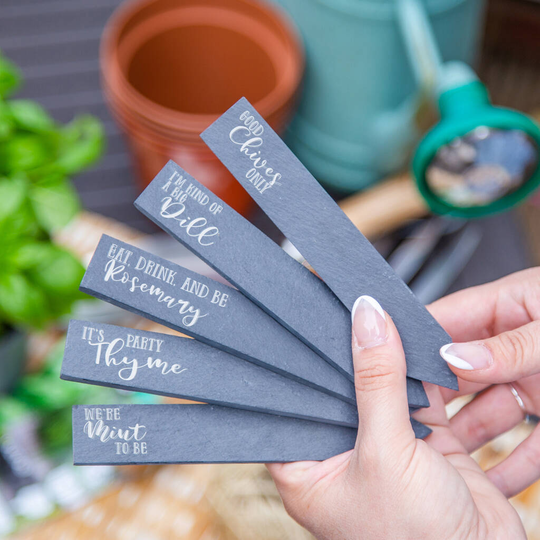 Cheeky Herb Slate Markers, Set Of Five