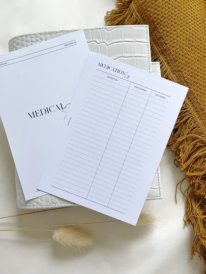 A5 A6 Planner Inserts | Medication Log Medicine List Tracker Medical Printed UK Seller
