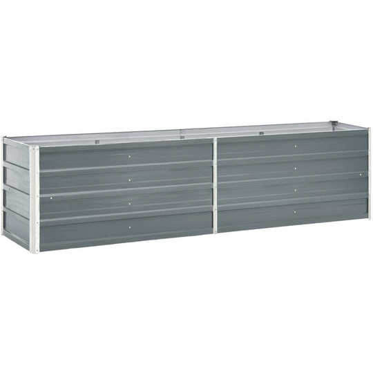 Asupermall - Garden Planter Galvanised Steel 240x40x45 cm Grey