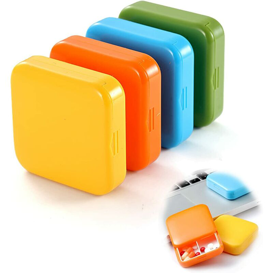 Set of 4, small pill box with 2 compartments, portable pill box, portable storage pill box, pill box, medicine dispenser
