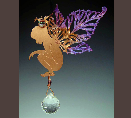 Emily Raspberry Copper Fairy With Magical Crystal Sun Catcher - Ornament