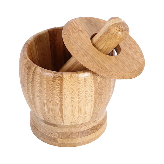 Large wooden mortar and pestle set Bamboo wooden mortar and pestle set with wooden garlic mortar Large wooden garlic and pepper mill