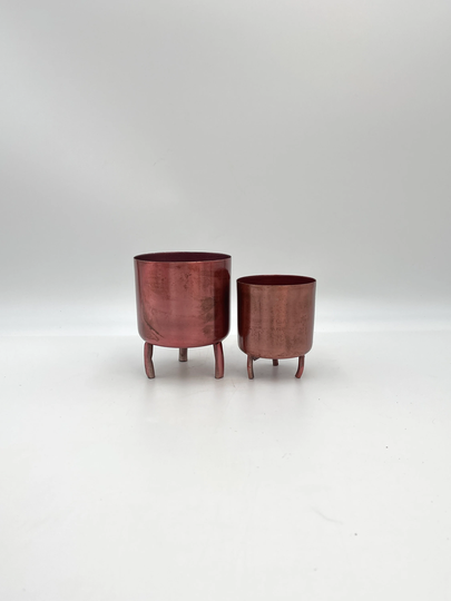Rose Gold Metal Plant Pot, Houseplant Pot, Metal 11 cm, 8 cm Diameter Plant Pot