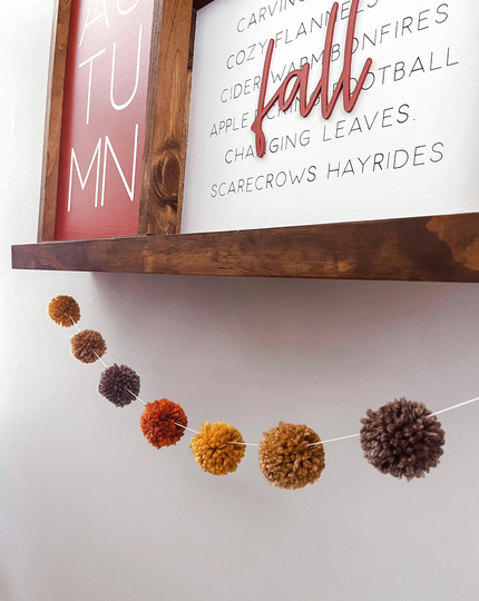 Fall Garland, Pom Garland Decor, Seasonal Yarn Home Fun Decor