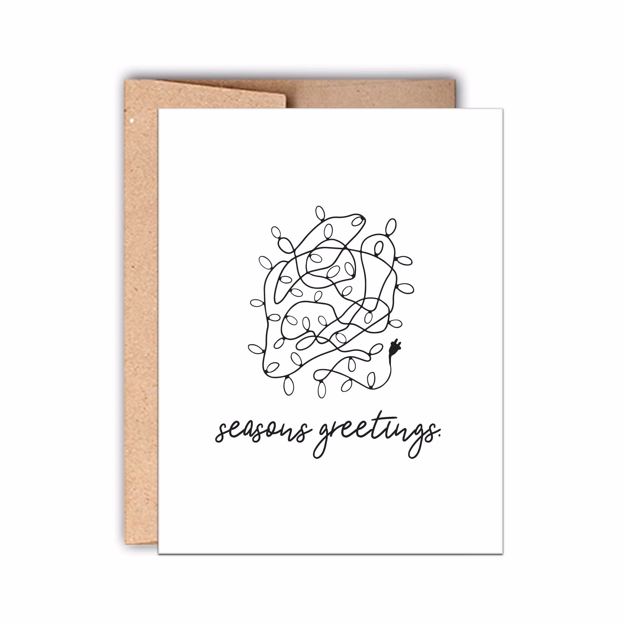 Seasons Greetings Letterpress Holiday Card, Tangled Lights Christmas Funny Card