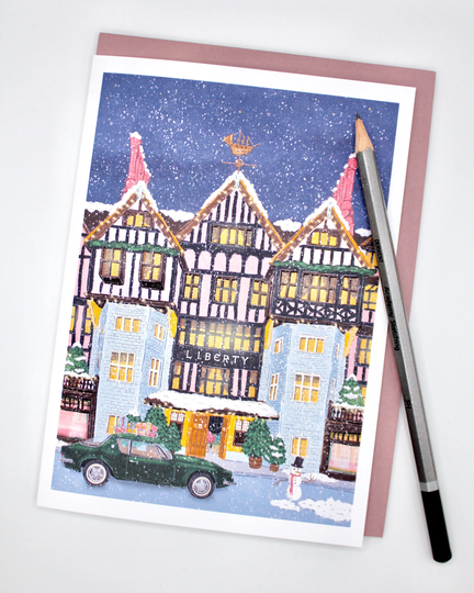 Christmas Card - Liberty London At in London, Christmastime, Snow, Scenery, Holidays