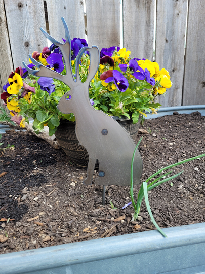 Jackalope Garden Stake/Metal Yard Décor/Flower Garden/Garden Marker/Mythical/Folklore/Jackrabbit