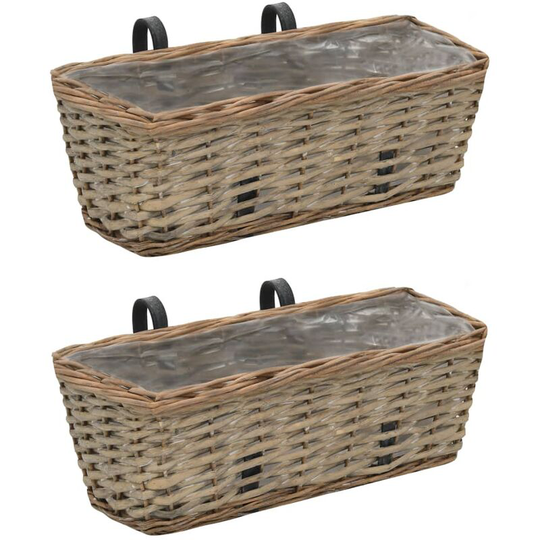 Vidaxl - Balcony Planter 2 pcs Wicker with pe Lining 40 cm Brown