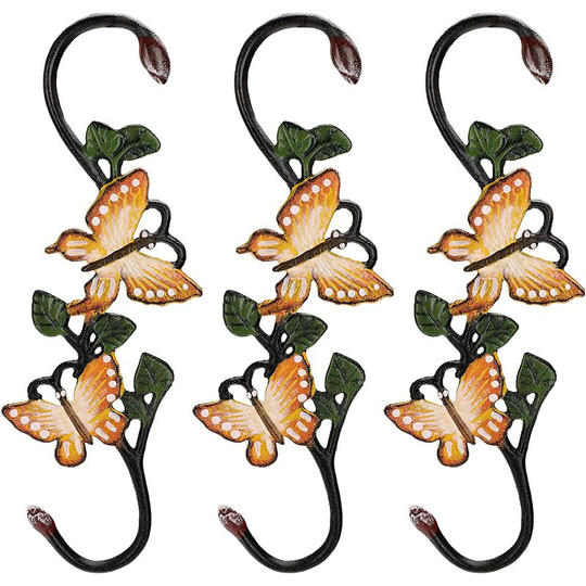 Set of 3 Heavy Duty Cast Iron Butterfly s Hooks - 11 Inch Decorative Metal Plant s Hooks Preformed Hanger Brackets for Hanging Garden Planters Pots