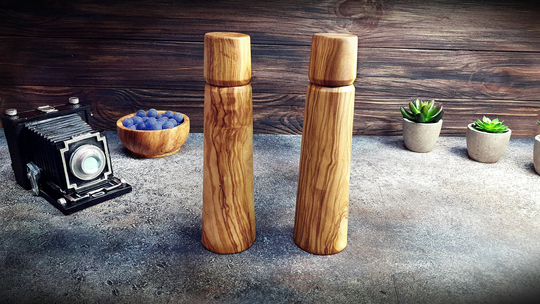 Salt & Pepper Mill Set With Adjustable Ceramic Mechanism, Handmade Grinding Mechanism For Peppers Salts, Mills Vintage