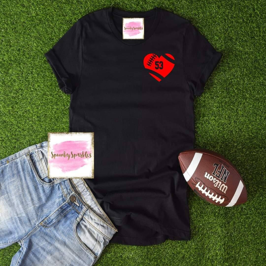 Football Love Shirt, Mom T-Shirt, Heart Season, Personalized Tee, Girlfriend, Plus Size