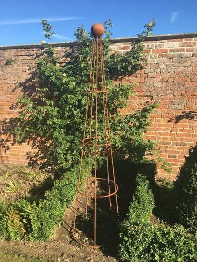 1.9M Conical Obelisk - Extra Large Rustic Climbing Plant Support Rusty Garden Plants Frame Decor Metal