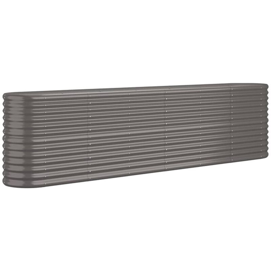 Garden Planter Powder-coated Steel 260x40x68 cm Grey Vidaxl Grey