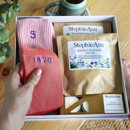 Personalised Birthday Socks, Gardening Gift Box For Her