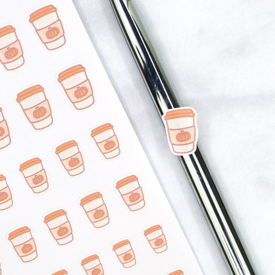 Pumpkin Latte Doodle Stickers | Planner Icons Stickers, Deco Autumn, Fall, Seasonal Drink, Coffee | D124