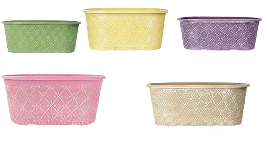 Cti Prisma Trough Plant 40cm Whitewashed Look in Pastels Pot, Plastic