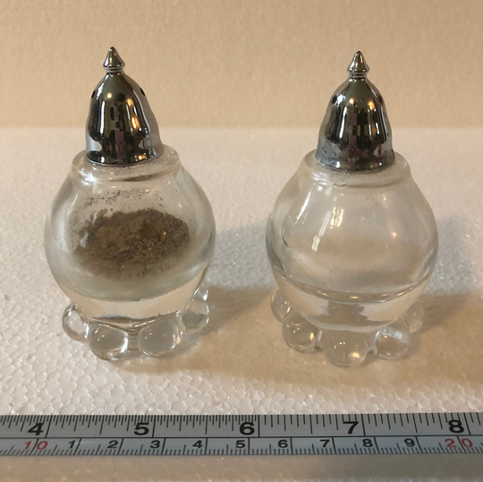 Vintage Clear Glass Round Hobnail Salt & Pepper Shakers