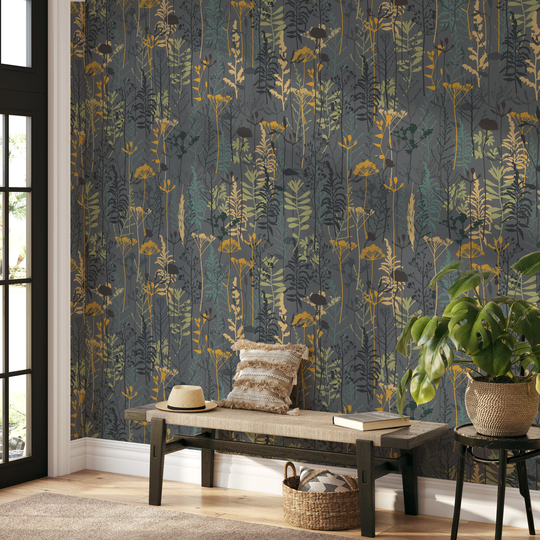 Wild Flowers Wallpaper, Removable Self Adhesive Pasted Mural, Temporary, Feature Wall