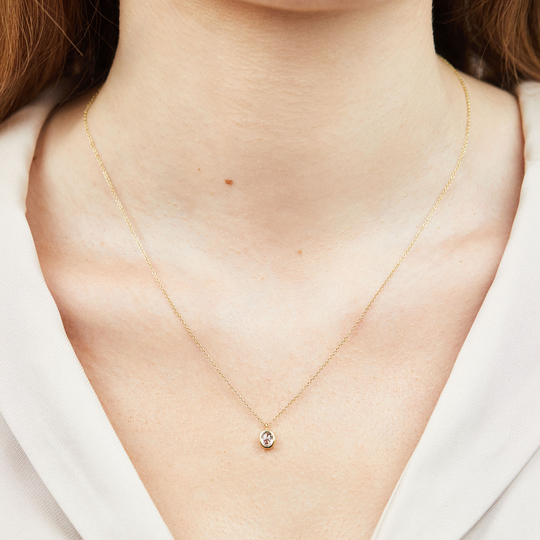 18ct Gold Oval Salt And Pepper Necklace, Gold