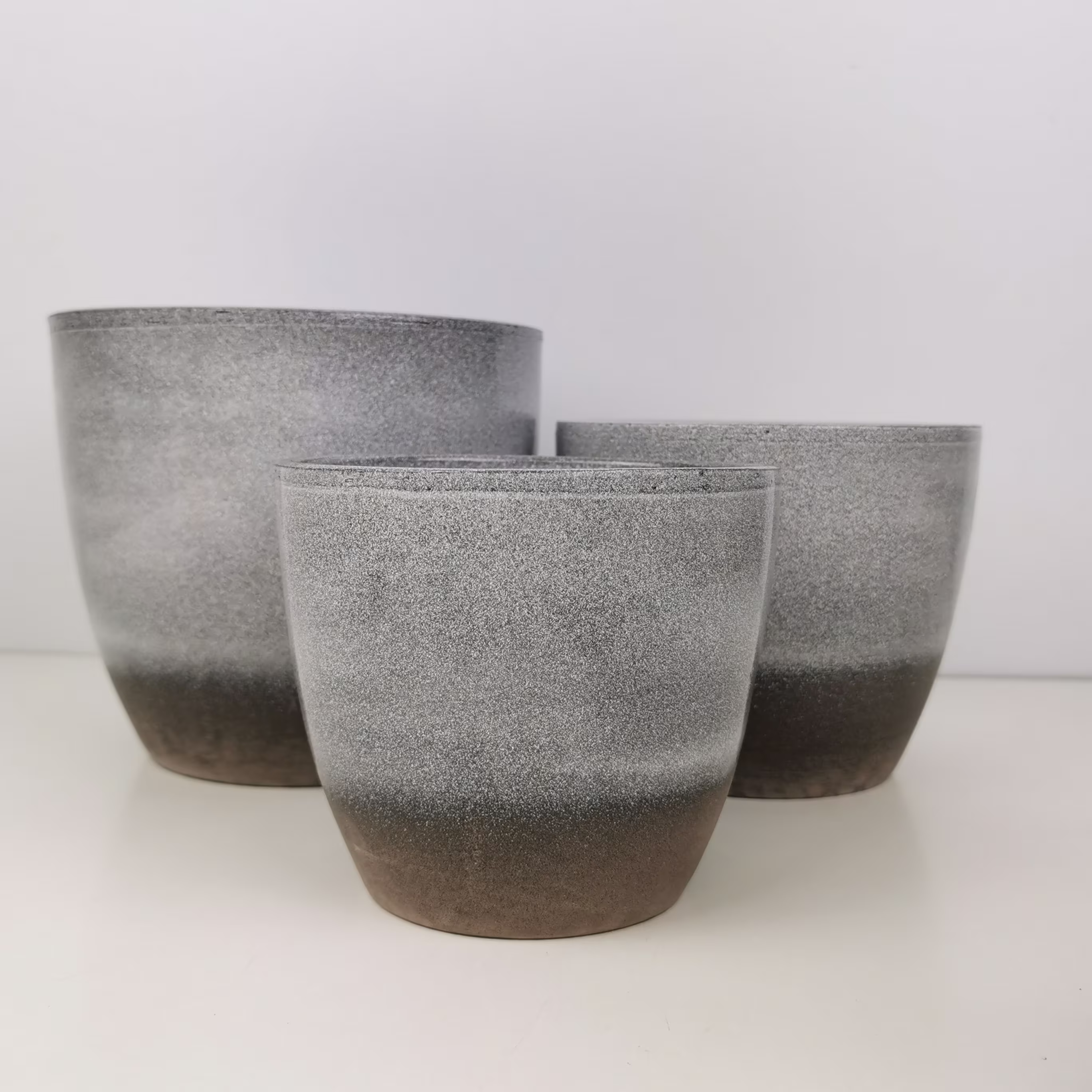 Semi Glazed Moon Grey Ceramic Planter - Indoor Plant Pots