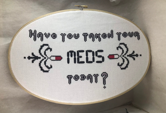 Have You Taken Your Meds Today? Reminder Inspirational Framed Cross Stitch