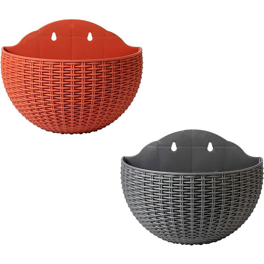 Monly - Planter with Drain Hole Hook Planter Hanging Basket Garden Home Decor Wedding Plastic Flower Pot Holder on the Wall Self Watering Hanging