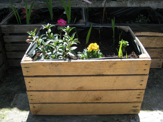 1 X Planter Vintage Rustic European Wooden Apple Crates, Wooden Garden Trough Planter Veg Bed Flower Plant Pots
