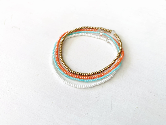 Bracelet Set, Seed Bead Bracelet, Beachy Stretch Dainty Beaded Colorful Bracelets, Stack, Minimalist