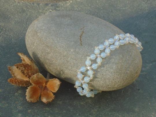Dawn Sky Bracelet, Opalite & Czech Seed Bead Bracelet, UK Seller