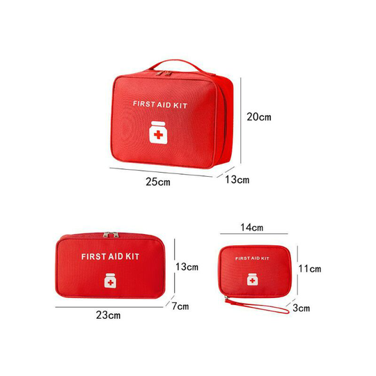 3pcs Zippered First Aid Bag Medicine Organizer Travel Medicine Pill Box Red