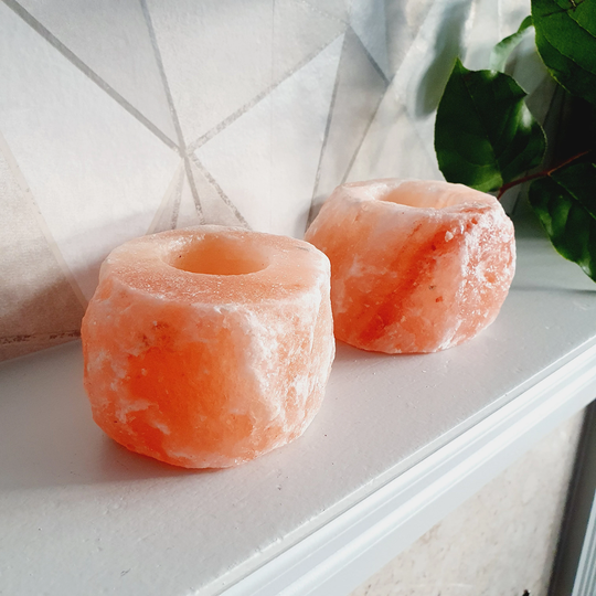 Salt Tealight Set Of 2, Candle Holder Set, Himalayan Rock Salt, Centerpiece. Wedding Tealight, Unique, Natural, Therapeutic Tealight