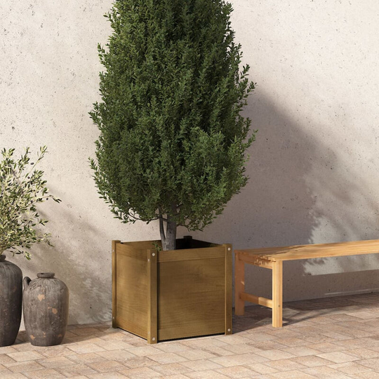 Asupermall - Garden Planter Honey Brown 50x50x50 cm Solid Pinewood
