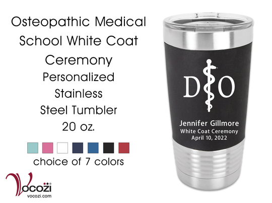 Osteopathic Medical Student White Coat Ceremony Vacuum Insulated Silicone Grip Stainless Steel Tumbler