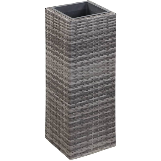 Hommoo - Garden Raised Bed 28x28x80 cm Poly Rattan Grey