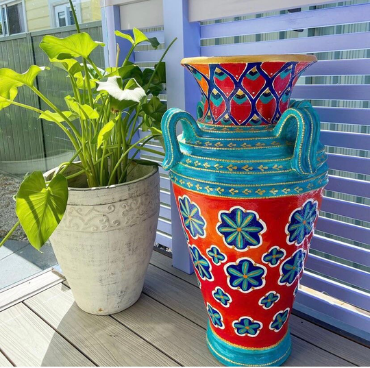 Hand Painted Moroccan Style Terracotta Pot