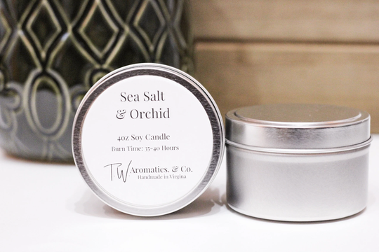Sea Salt & Orchid | Small Travel Candle 4Oz Hand Poured Soy