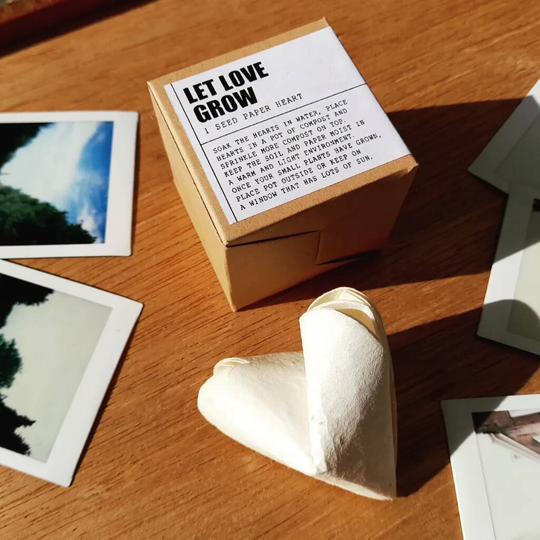Let Love Grow Seed Paper Single Origami Heart Mini Box