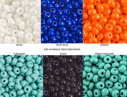 Size 4/0 Opaque Czech Seed Beads Black White Turquoise Green Royal Blue Orange, Kumihimo Macrame Bracelet Beads, Seed