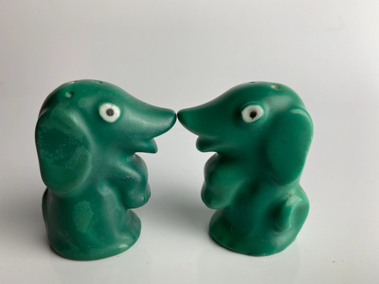 Unique, Vintage Made in Japan Art Deco Green Dogs Salt & Pepper Shakers