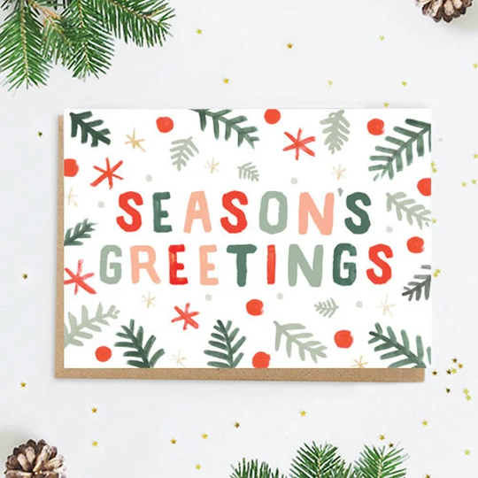Season's Greetings Folky Christmas Greeting Card