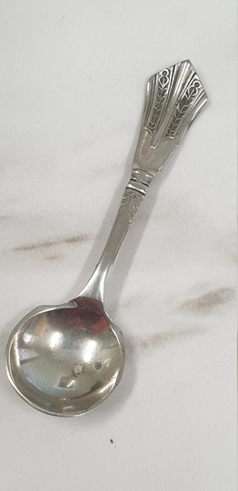 Antique Silver Plate Fan Handle Salt Spoon