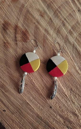 Medicine Wheel Earrings - Feather Ref Bo 1 Mw5