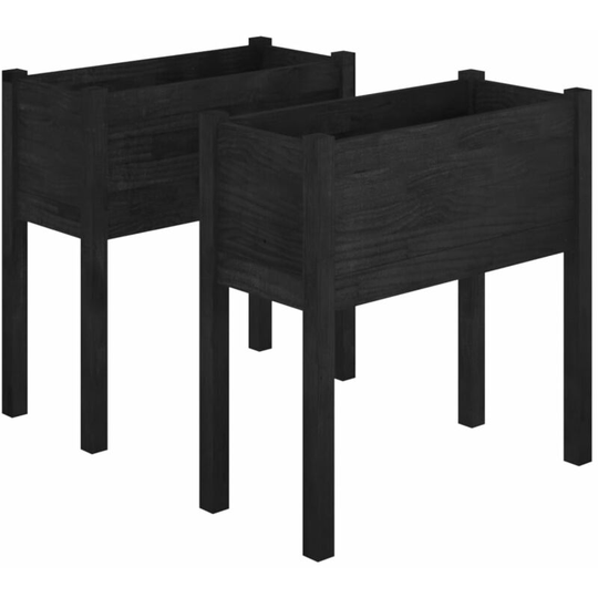 Vidaxl - Garden Planters 2 pcs Black 70x31x70 cm Solid Pinewood Black