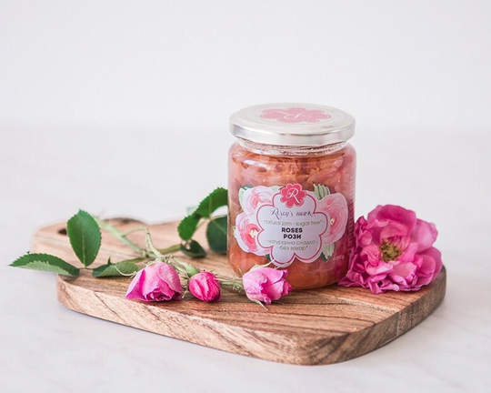 2 Jars Rose Gourmet Rose Petals Preserves Jam Confiture, Strawberries, Raspberries , For Cooking, Cakes, Drinks