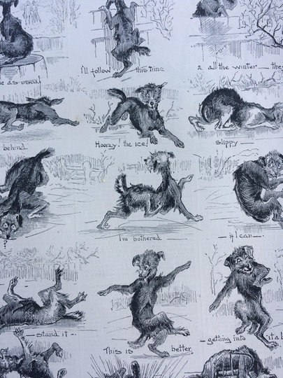 1888 The Last Ice Of The Season Original Antique Engraving Dog Print - Humorous Victorian Cartoon Canine Decor Puppy