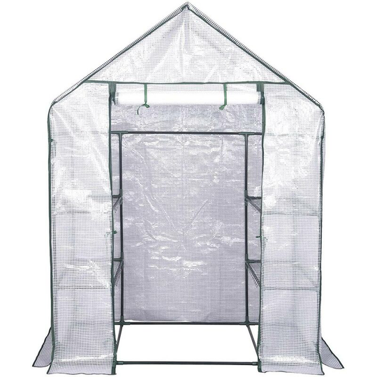 Garden Greenhouse Plastic Tomato Greenhouse Vegetable Fruit Flower Plant 143x73x195cm White - White - Woltu